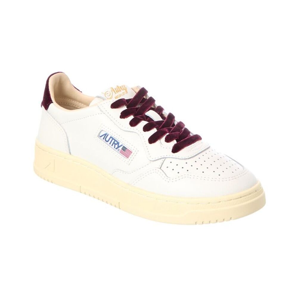 Autry Medalist Leather & Velvet Sneaker, White